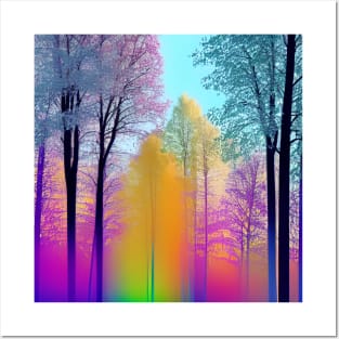 Colorful Tree Line Posters and Art